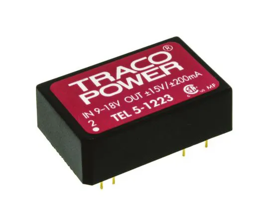 63-7562-60　TRACOPOWER TEL 5 5W Isolated DC-DC Converter Through Hole, Voltage in 9 → 18 V dc, Voltage out ±15V dc　TEL 5-1223