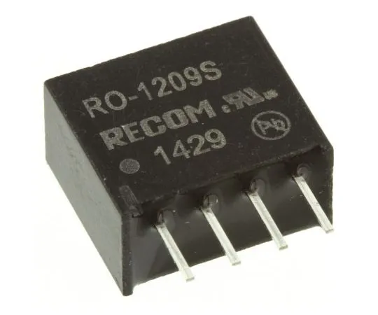 63-7673-31　Recom RO 1W Isolated DC-DC Converter Through Hole, Voltage in 10.8 → 13.2 V dc, Voltage out 9V dc　RO-1209S