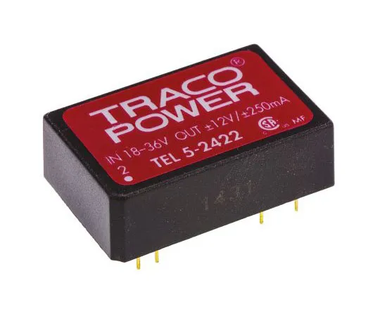 63-7562-66　TRACOPOWER TEL 5 5W Isolated DC-DC Converter Through Hole, Voltage in 18 → 36 V dc, Voltage out ±12V dc　TEL 5-2422