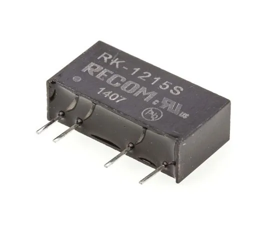 63-7568-15　Recom RK 1W Isolated DC-DC Converter Through Hole, Voltage in 10.8 → 13.2 V dc, Voltage out 15V dc　RK-1215S