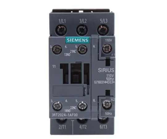 63-7721-63　Siemens 3 Pole Contactor, 12 A, 110 V ac Coil, SIRIUS Innovation, 3NO, 5.5 kW　3RT2024-1AF00