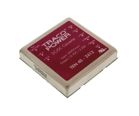 63-7558-13　TRACOPOWER TEN 40 40W Isolated DC-DC Converter Through Hole, Voltage in 18 → 36 V dc, Voltage out 12V dc　TEN 40-2412