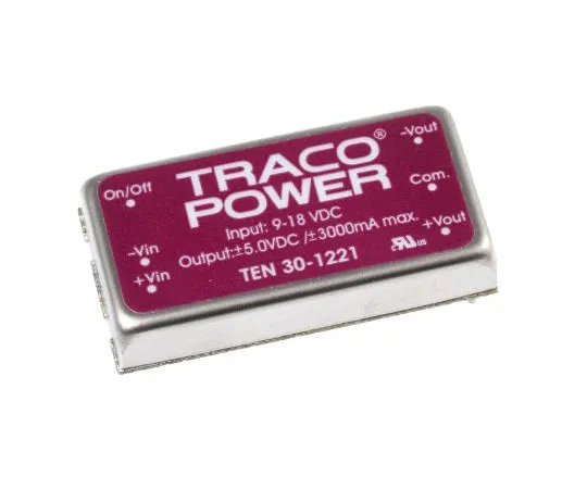 63-7658-81　TRACOPOWER TEN 30 30W Isolated DC-DC Converter Through Hole, Voltage in 9 → 18 V dc, Voltage out ±5V dc　TEN 30-1221