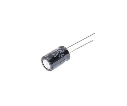 63-7719-09　Rubycon 220μF 25V dc Aluminium Electrolytic Capacitor, Through Hole 8 (Dia.) x 11.5mm +105°C 8mm 3.5mm　25YXH220MEFC8X11.5