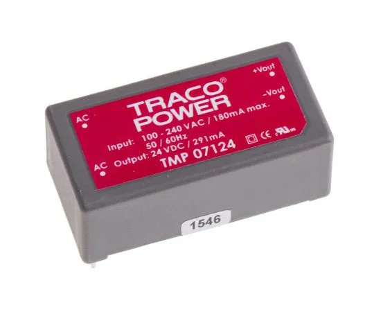 63-7654-53　TRACOPOWER 7W 1 Output Embedded Switch Mode Power Supply SMPS, 291mA, 24V dc Encapsulated　TMP 07124