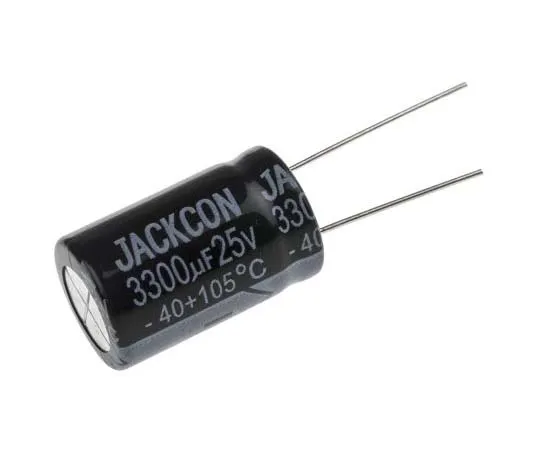63-7736-93　RS PRO 3300μF 25V dc Aluminium Electrolytic Capacitor, Through Hole 16 (Dia.) x 26mm +105°C 16mm 7.5mm 26mm　170-1207