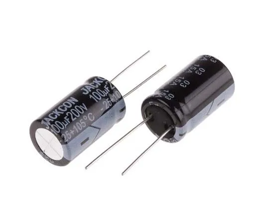 63-7738-08　RS PRO 100μF 200V dc Aluminium Electrolytic Capacitor, Through Hole 16 (Dia.) x 26mm +105°C 16mm 7.5mm 26mm　170-1300