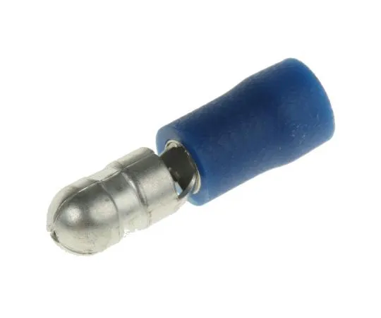 63-7646-32　RS PRO Insulated Male Crimp Bullet Connector, 1.5mm² to 2.5mm², 16AWG to 14AWG, 5mm Bullet diameter, Blue　624-1162