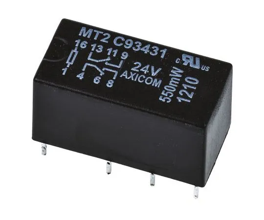 63-7641-30　TE ConnectivityMT2 DPDT Non-Latching Relay PCB Mount, 24V dc Coil, 2A　MT2-C93431