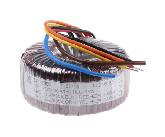 63-7670-76　2 Output Toroidal Transformer, 120VA, 2 x 15V ac　671-8990