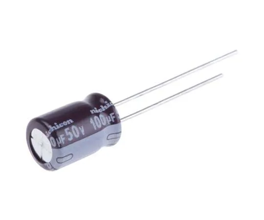 63-7747-01　Nichicon 100μF 50V dc Aluminium Electrolytic Capacitor, Through Hole 8 (Dia.) x 11.5mm +105°C 8mm 3.5mm　UPW1H101MPD