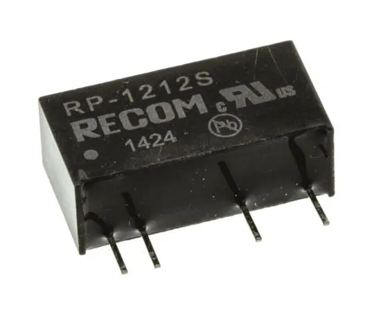 63-7559-60　Recom RP 1W Isolated DC-DC Converter Through Hole, Voltage in 10.8 → 13.2 V dc, Voltage out 12V dc　RP-1212S