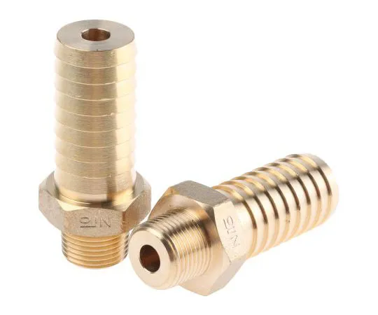 63-7641-68　Nitto Kohki Straight Brass Hose Connector, 3/8 in R Male　2664EA4