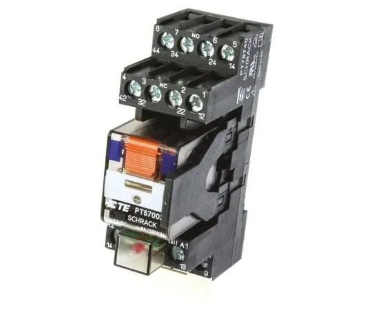 63-7586-67　TE ConnectivityPT 4PDT Non-Latching Relay DIN Rail, 24V dc Coil, 6A　PT5S7LC4 1415076-1