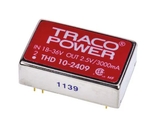 63-7599-89　TRACOPOWER THD 10 10W Isolated DC-DC Converter Through Hole, Voltage in 18 → 36 V dc, Voltage out 2.5V dc　THD 10-2409