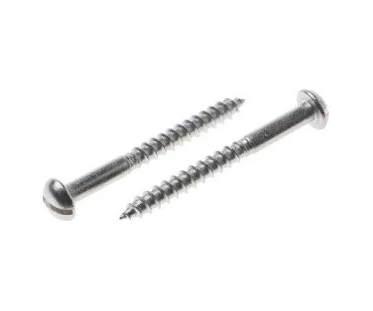 63-7575-87　Slot Round Stainless Steel Wood Screw, A2 304, 4mm Thread, 40mm Length　483-3078