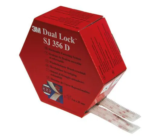 63-7558-79　3M SJ356D D/L TWIN PACK Transparent Hook & Loop Tape, 25mm x 5m　3M SJ356D 25,4MM X 5M