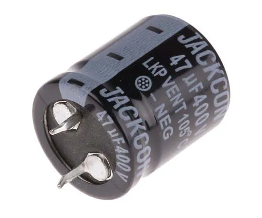 63-7722-39　RS PRO 47μF 400V dc Aluminium Electrolytic Capacitor, Through Hole 22 (Dia.) x 25mm +105°C 22mm 10mm 25mm　706-3272