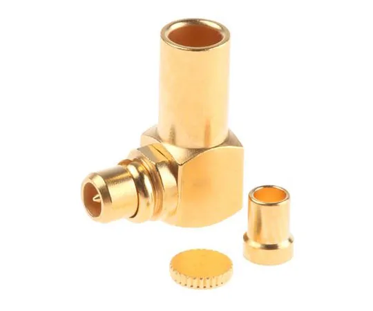 63-7635-54　Huber & Suhner 50Ω Right Angle Cable Mount MMCX Connector, Plug, Crimp Termination, 0 → 6GHz, RG178 B/U, RG196　16_MMCX-50-1-1/111_OE