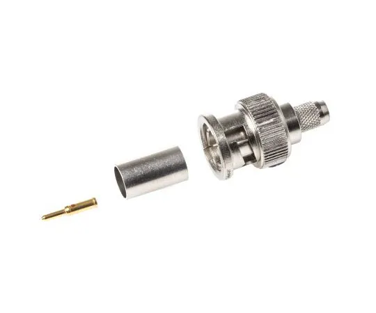 63-7639-80　Telegartner Straight 75Ω Cable Mount BNC Connector, Plug, Nickel, Crimp Termination, RG59 B/U　J01002A1288
