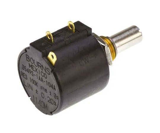 63-7701-56　Bourns 1 Gang 10 Turn Rotary Wirewound Potentiometer with a 6.35 mm Dia. Shaft, 10kΩ, ±10%, 2W, Linear 3549S-1AA-103B　3549S-1AA-103B