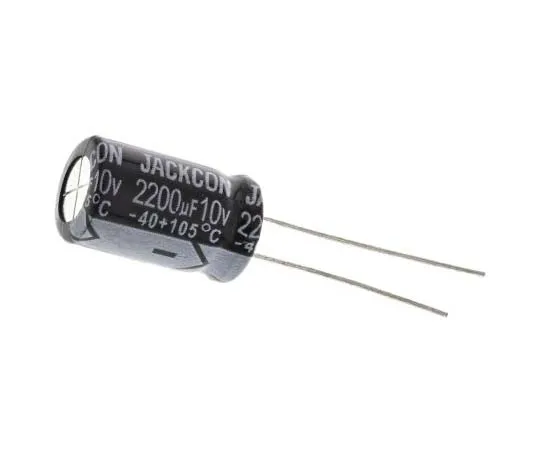 63-7736-36　RS PRO 2200μF 10V dc Aluminium Capacitors, Through Hole 10 (Dia.) x 17mm +105°C 10mm 5mm 17mm　173-0272