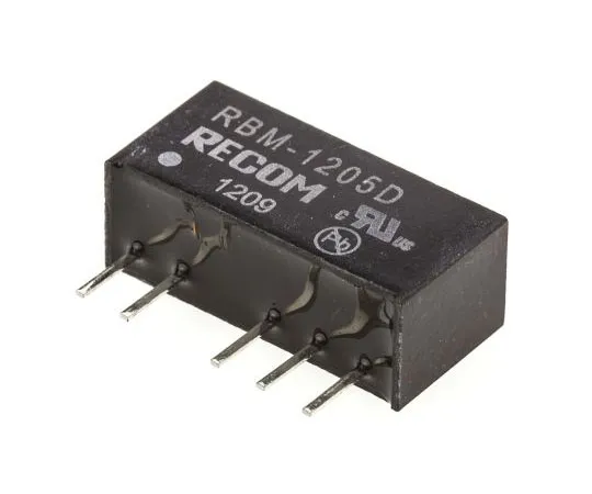 63-7587-11　Recom RBM 1W Isolated DC-DC Converter Through Hole, Voltage in 10.8 → 13.2 V dc, Voltage out ±5V dc　RBM-1205D