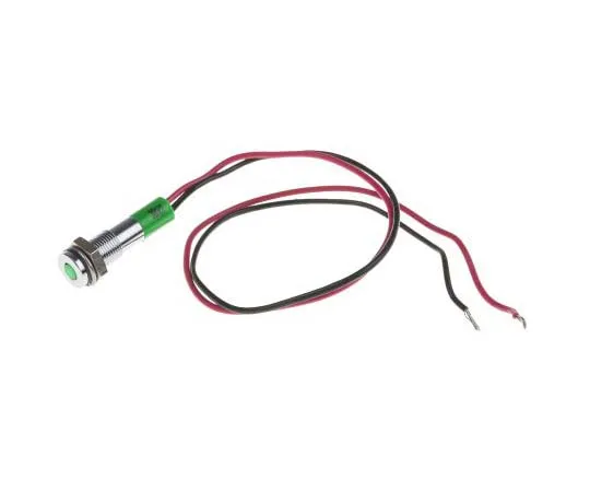 63-7708-67　RS PRO Green Indicator, 12 V dc, 6mm Mounting Hole Size, Lead Wires Termination, IP67　700-1814