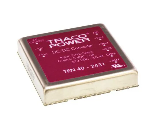 63-7558-16　TRACOPOWER TEN 40 40W Isolated DC-DC Converter Through Hole, Voltage in 18 → 36 V dc, Voltage out 5/±12V dc　TEN 40-2431