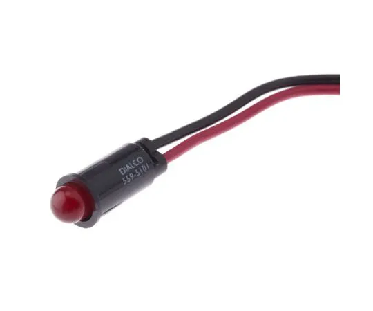 63-7622-79　Dialight Red Indicator, Lead Wires Termination, 2.1 V, 6.4mm Mounting Hole Size　559-5101-007F