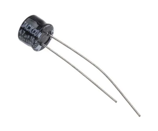 63-7721-11　RS PRO 47μF 16V dc Aluminium Capacitors, Through Hole 6 (Dia.) x 5mm +105°C 6mm 2.5mm 5mm　173-0260