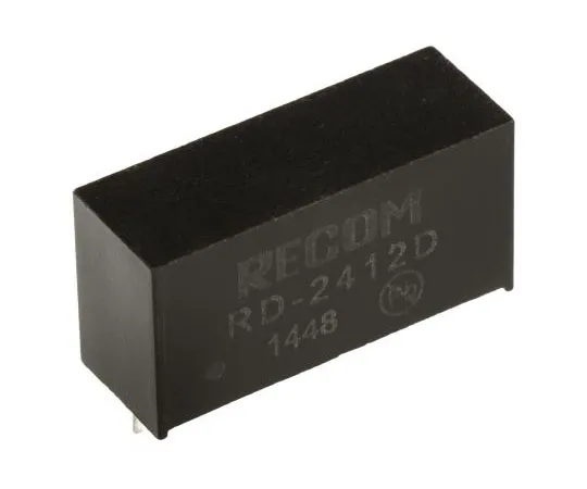 63-7673-69　Recom RD 2W Isolated DC-DC Converter Through Hole, Voltage in 21.6 → 26.4 V dc, Voltage out ±12V dc　RD-2412D