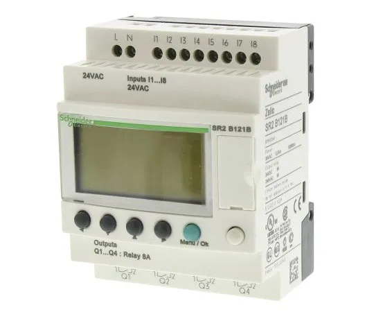 63-7572-40　Schneider Electric Zelio Logic Module, 24 V ac Relay, 8 x Input, 4 x Output With Display　SR2B121B