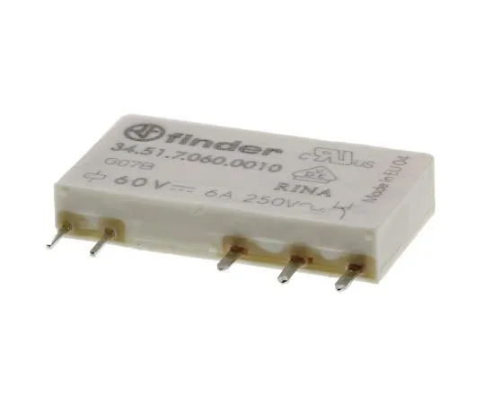 63-7557-01　Finder34 Series SPDT Non-Latching Relay PCB Mount, 60V dc Coil, 6A　34.51.7.060.0010