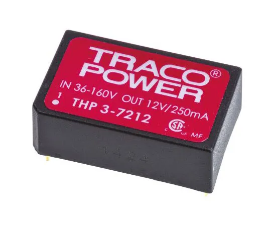 63-7658-62　TRACOPOWER THP 3 3W Isolated DC-DC Converter Through Hole, Voltage in 36 → 160 V dc, Voltage out 12V dc Medical　THP 3-7212