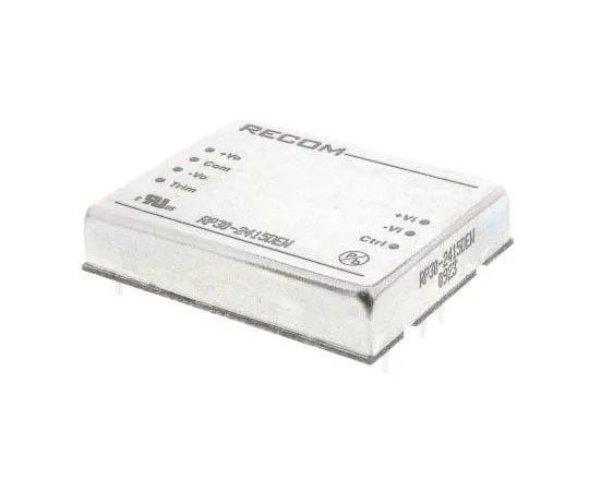 63-7568-72　Recom RP30 EW 30W Isolated DC-DC Converter Through Hole, Voltage in 10 → 40 V dc, Voltage out ±15V dc　RP30-2415DEW