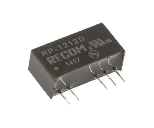 63-7559-68　Recom RP 1W Isolated DC-DC Converter Through Hole, Voltage in 10.8 → 13.2 V dc, Voltage out ±12V dc　RP-1212D