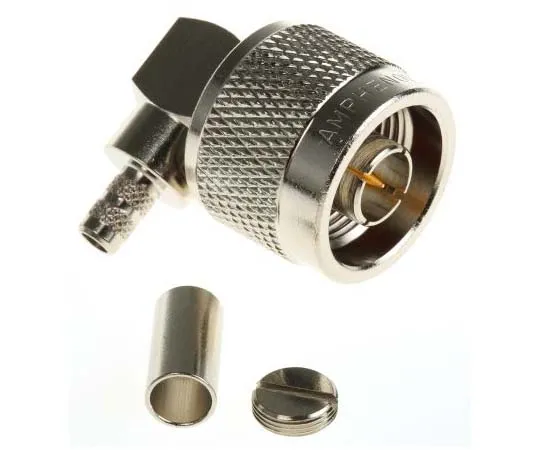 63-7711-88　Amphenol 50Ω Right Angle Cable Mount N Type Connector, Plug, Crimp Termination, 0 → 6GHz, RG58 C/U, RG58/U　N1112B1-001-NT3G-1-50