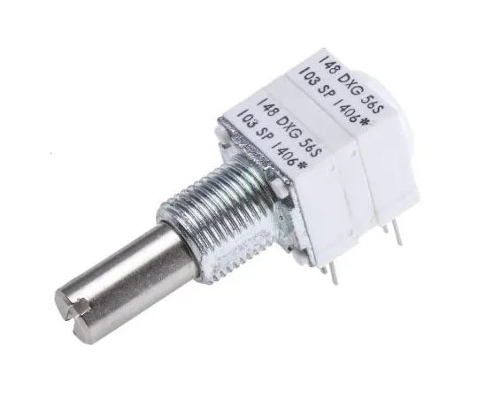 63-7578-47　Vishay 2 Gang Rotary Conductive Plastic Potentiometer with a 6.35 mm Dia. Shaft, 10kΩ, ±10%, 0.5W, Linear　14820F0GJSX13103KA