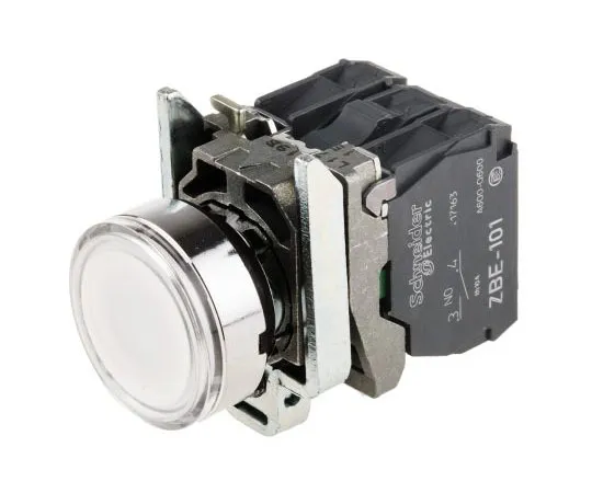 63-7632-81　Schneider Electric, Harmony XB4 Illuminated White Round Push Button, NO/NC, 22mm Spring Return Screw　XB4BW31B5