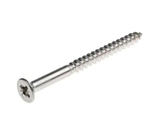 63-7575-94　Pozidriv Countersunk Stainless Steel Wood Screw, A2 304, 4mm Thread, 50mm Length　483-3163