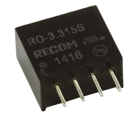 63-7673-09　Recom RO 1W Isolated DC-DC Converter Through Hole, Voltage in 2.97 → 3.63 V dc, Voltage out 15V dc　RO-3.315S