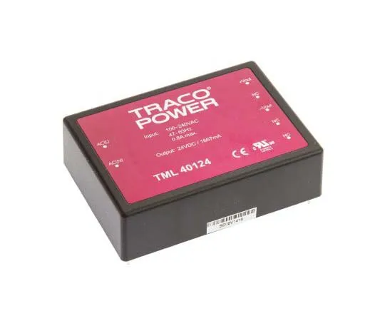 63-7725-68　TRACOPOWER 40W 1 Output Embedded Switch Mode Power Supply SMPS, 1.67A, 24V dc Encapsulated　TML 40124