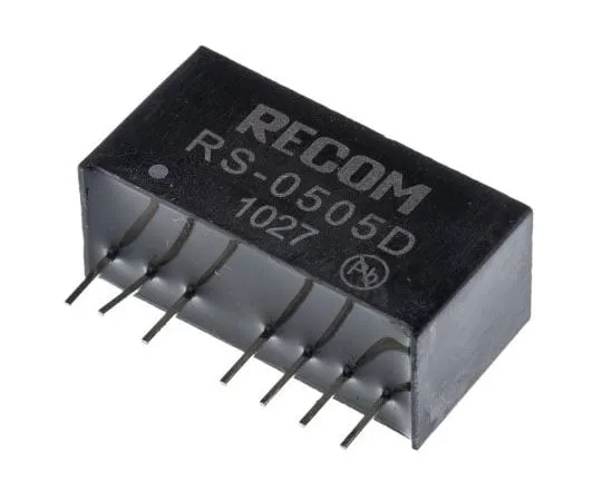 63-7568-25　Recom RS 2W Isolated DC-DC Converter Through Hole, Voltage in 4.5 → 9 V dc, Voltage out ±5V dc　RS-0505D