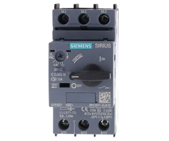63-7721-90　Siemens Sirius Innovation 690 V Motor Protection Circuit Breaker, 3P Channels, 0.7 → 1 A, 100 kA　3RV2011-0JA10