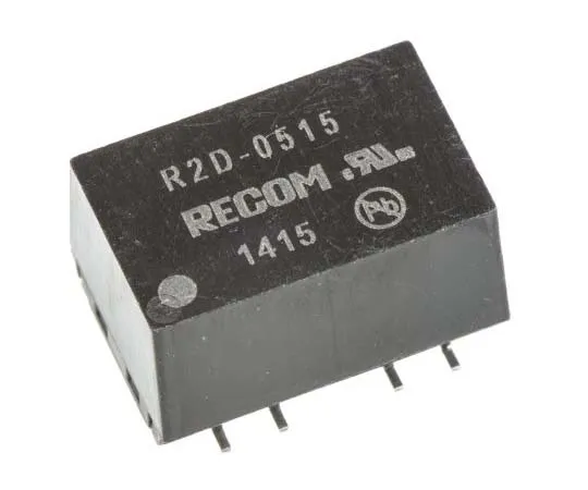 63-7723-10　Recom R2D 2W Isolated DC-DC Converter Surface Mount, Voltage in 4.5 → 5.5 V dc, Voltage out ±15V dc　R2D-0515