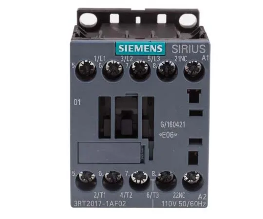 63-7721-43　Siemens 3 Pole Contactor, 12 A, 110 V ac Coil, SIRIUS Innovation, 3NO, 5.5 kW　3RT2017-1AF02