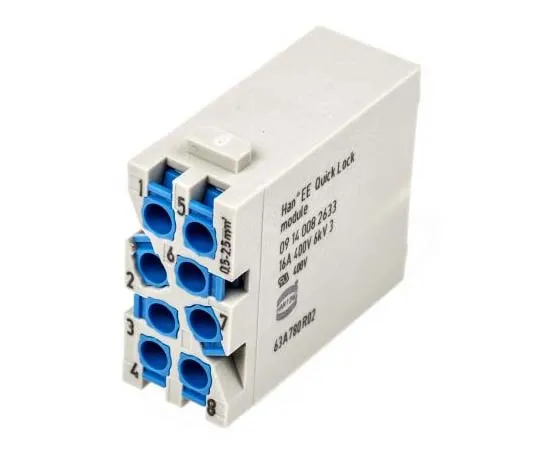 63-7711-16　Han-Modular Series Male Module, 8 Way, Rated At 16A, 400 V, Han EE Quick Lock　9140082633