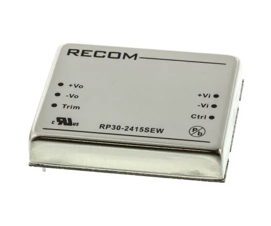 63-7559-89　Recom RP30 EW 30W Isolated DC-DC Converter Through Hole, Voltage in 10 → 40 V dc, Voltage out 15V dc　RP30-2415SEW