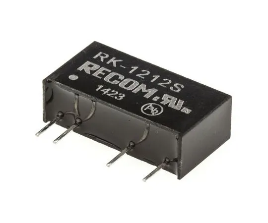 63-7568-14　Recom RK 1W Isolated DC-DC Converter Through Hole, Voltage in 10.8 → 13.2 V dc, Voltage out 12V dc　RK-1212S